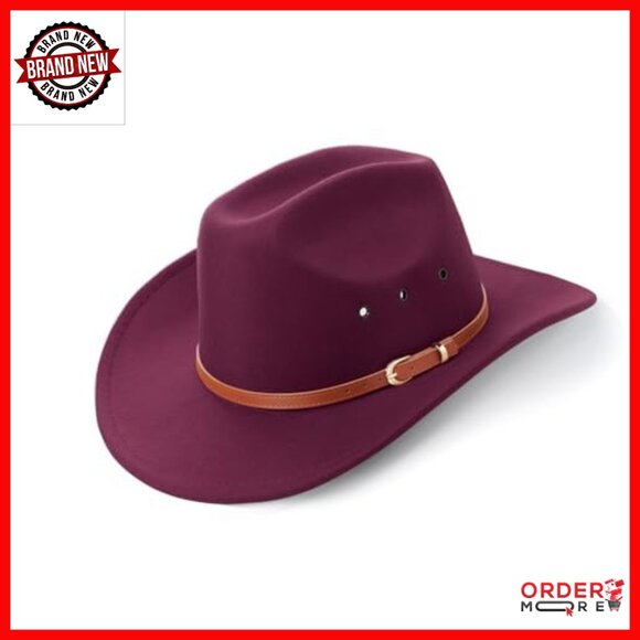 Western Felt Cowboy Hat Wide Brim Belt Buckle Unisex Adult Sizes main image 4